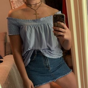 Blue Bardot Top
